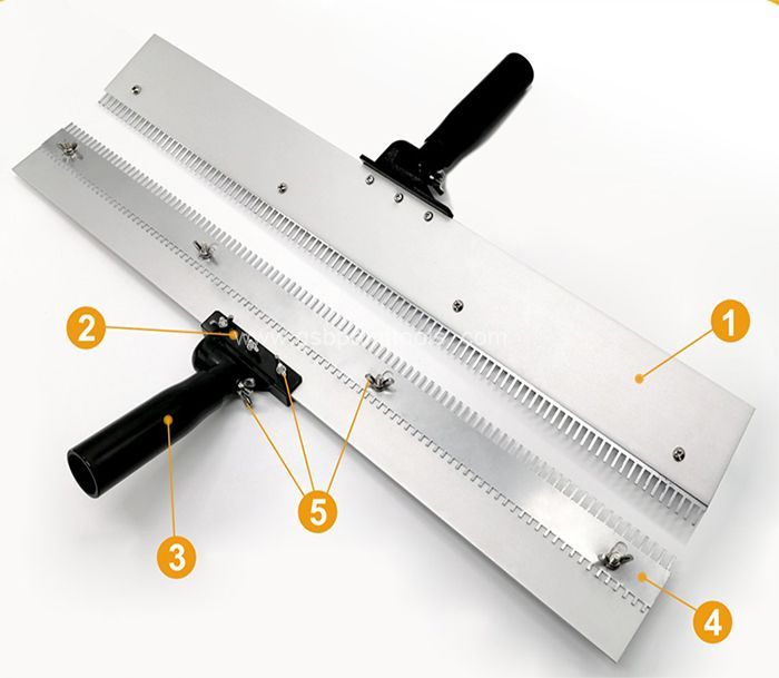 Straight floor Notched Serrated  Squeegee in Steel Frame