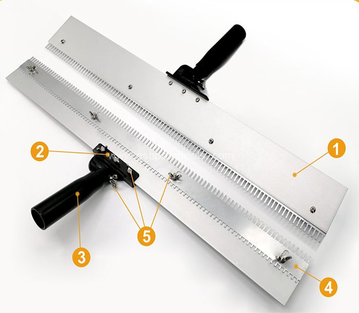 Straight floor Notched Serrated Squeegee in Steel Frame