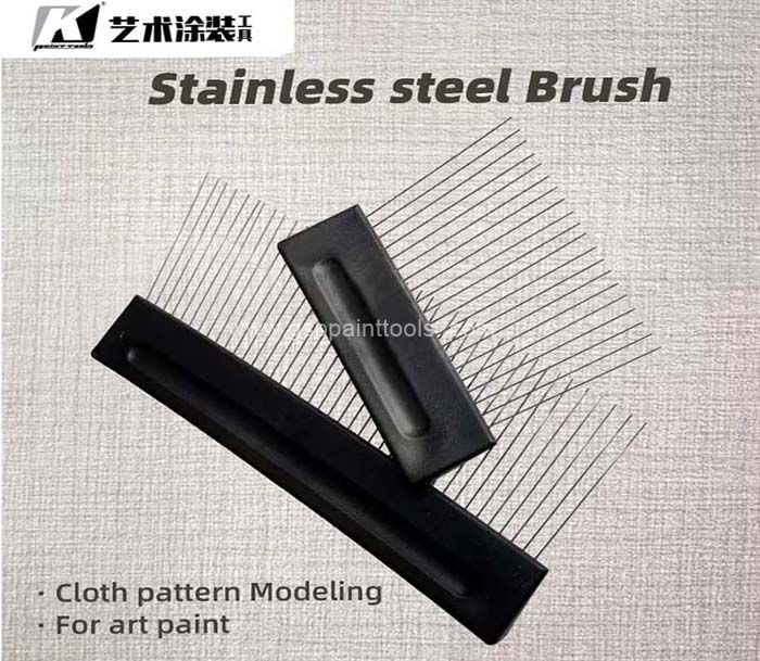 Stainless Steel Art Tooth Comb Brush Cloth Pattern Paint Brush Linen Stripe
