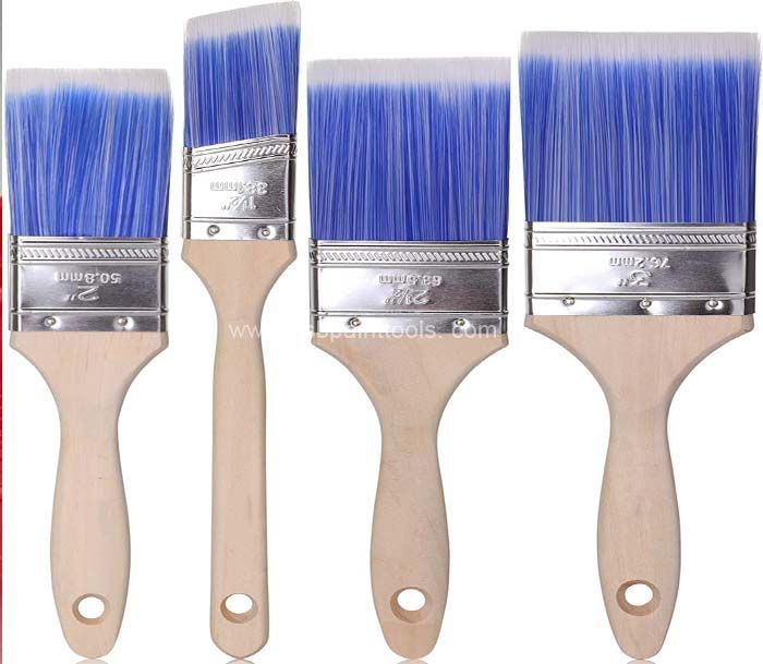 Synthetic fiber brush 2A PET sharp filament stainless steel cover 2/2.5/3/4inches wall paint angled tip brush