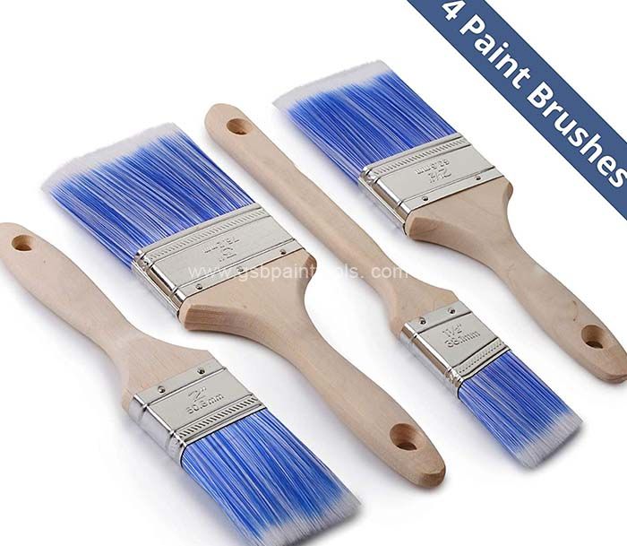 Synthetic fiber brush 2A PET sharp filament stainless steel cover 2/2.5/3/4inches wall paint angled tip brush