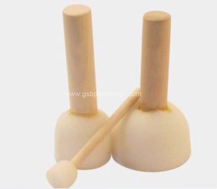 Round Sponge Foam Brush Set  with Wooden Handle  for Kids Painting Crafts 