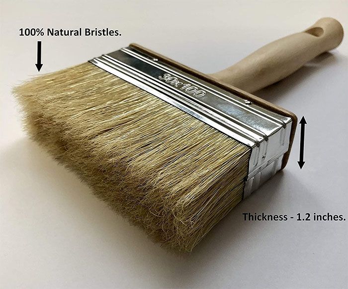 4 inch  Professional Stain Block Artist Paint Brush with Beech Wood Handle - 100% White Bristle Brush