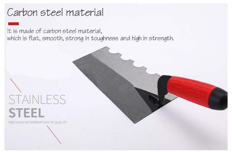 Carbon Steel Notched Finishing Trowel With Round Teeth and Rubber handle